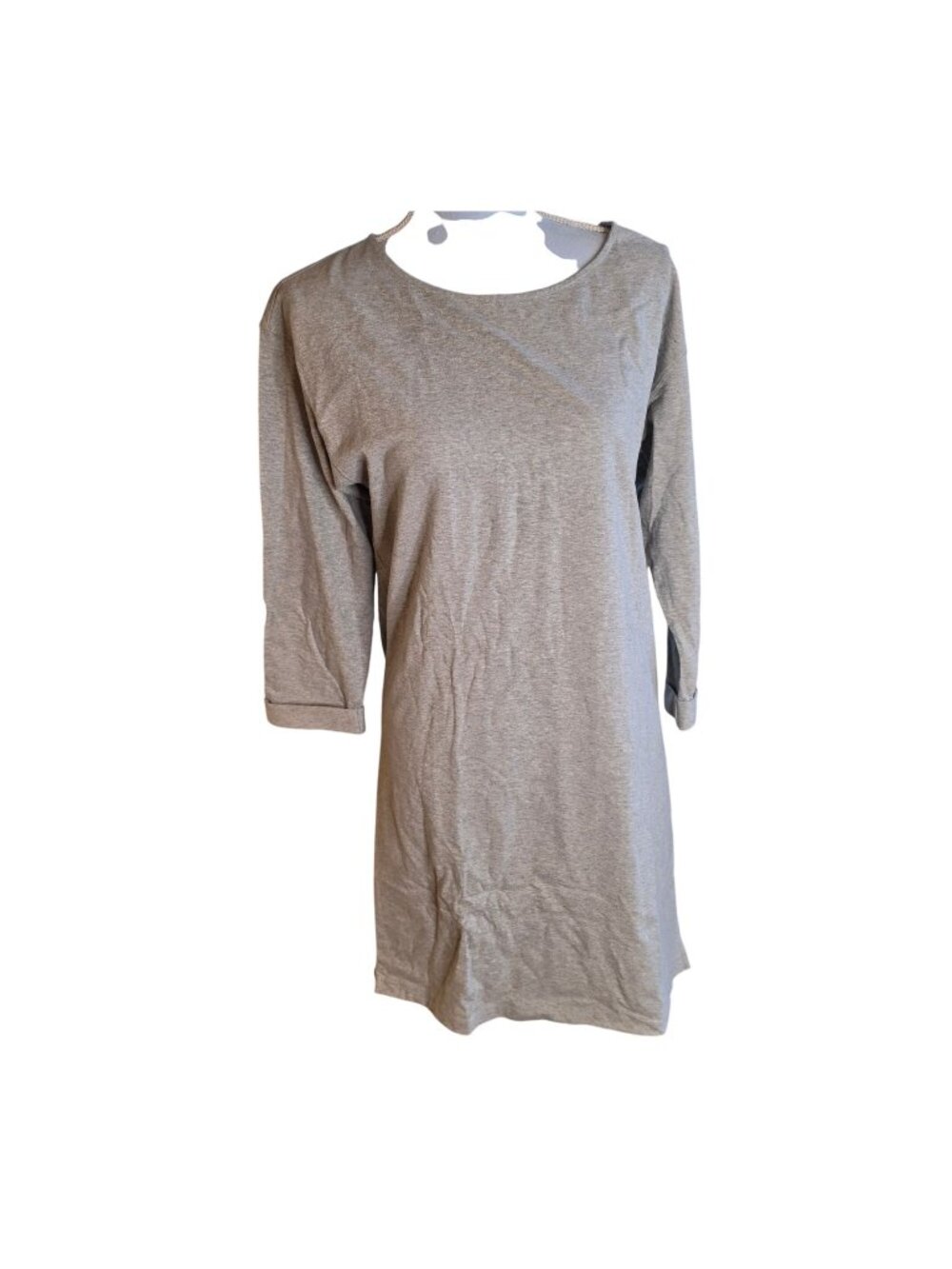 Theory Fiora Gray Cotton Knit T-Shirt Dress 3/4 Sleeve Minimalist Career Sz M